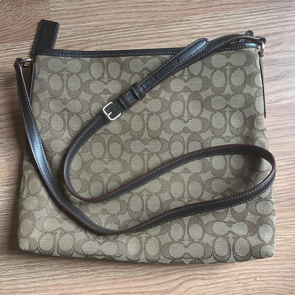 Coach Tan and Brown Signature Crossbody / Shoulder Bag - Picture 8 of 13